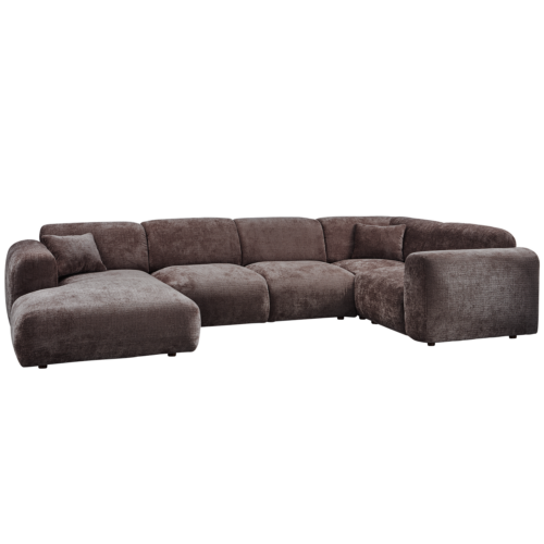 Cloud hoekbank rechts geweven chenille warm bruin