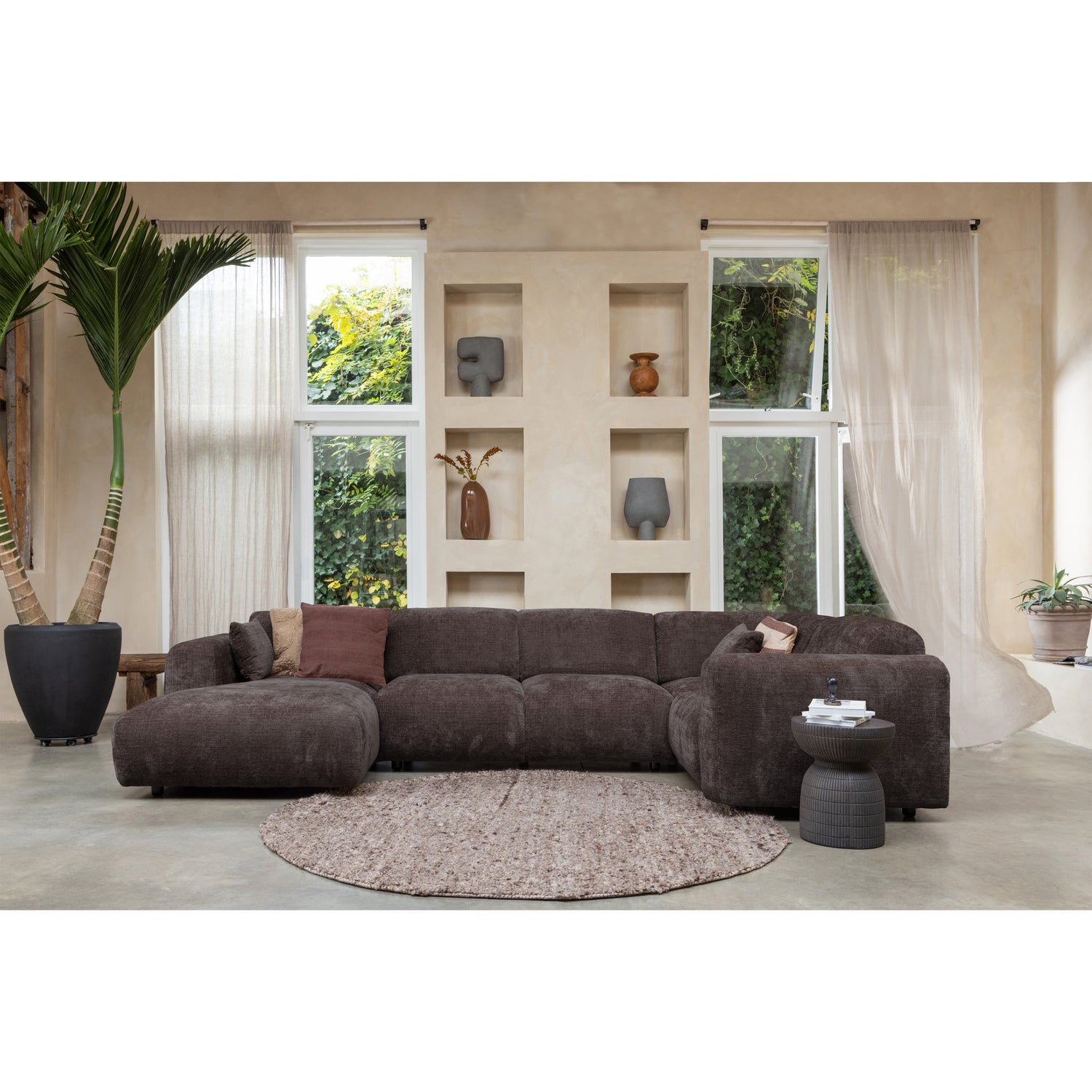 Cloud hoekbank rechts geweven chenille warm bruin - Afbeelding 2