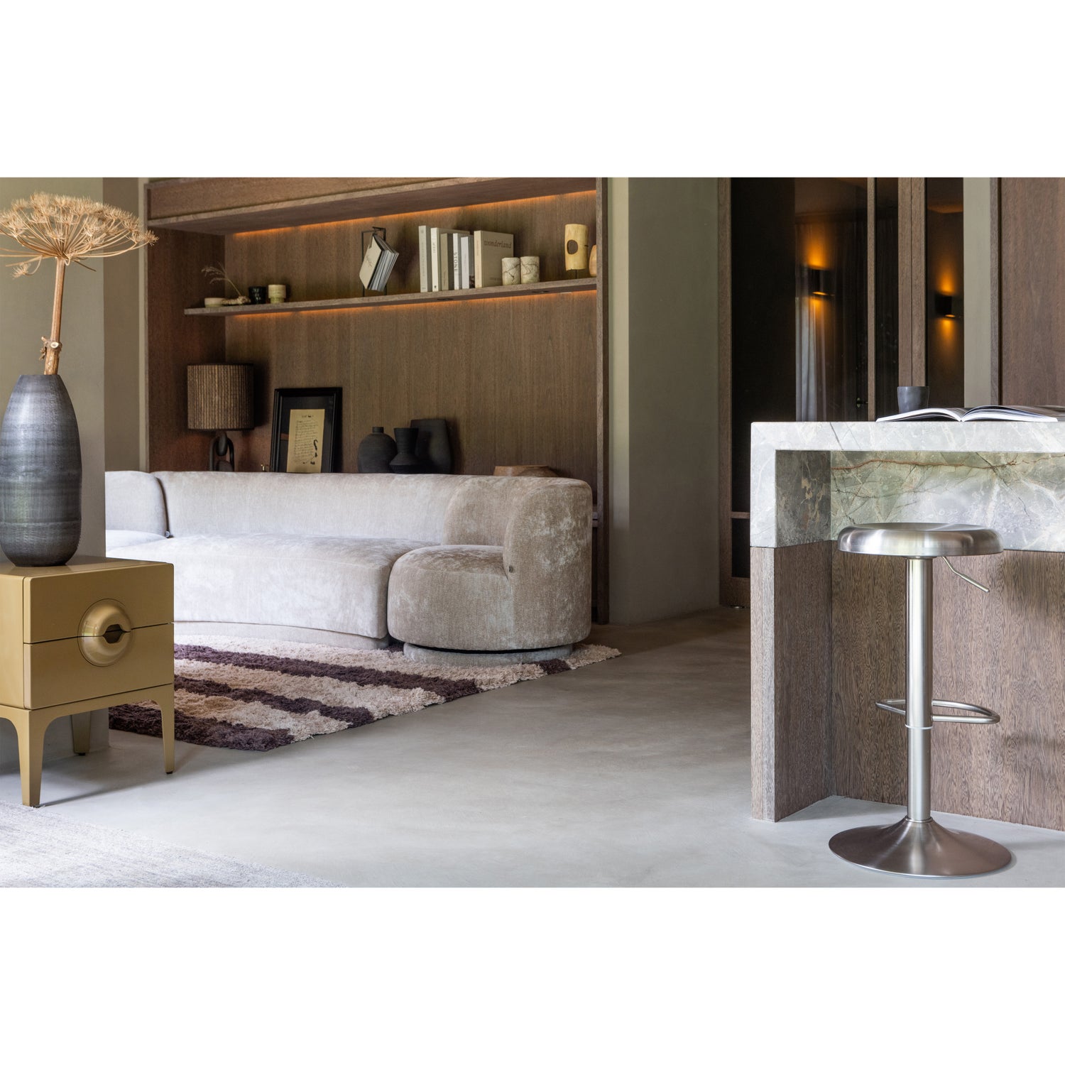 Nachtkastje Merge Met 2 lades, kleur Honing Geel - Afbeelding 2