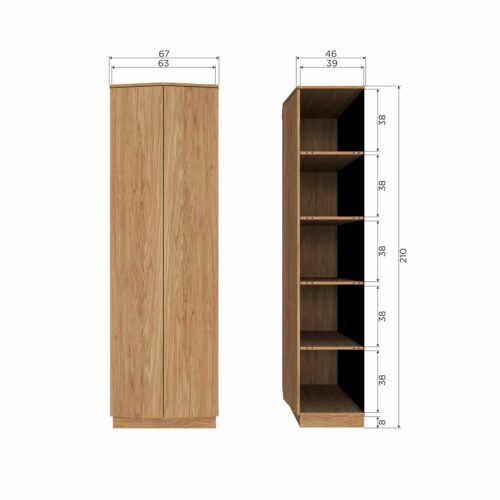 Opbergkast Zuma Eikenhout, 210 x 67cm, kleur Naturel - Afbeelding 9