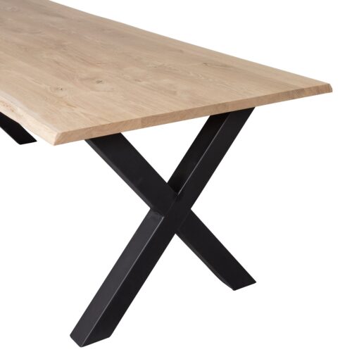 Boomstam Eettafel Tablo Eikenhout, met X-poot - 160cm - Afbeelding 3