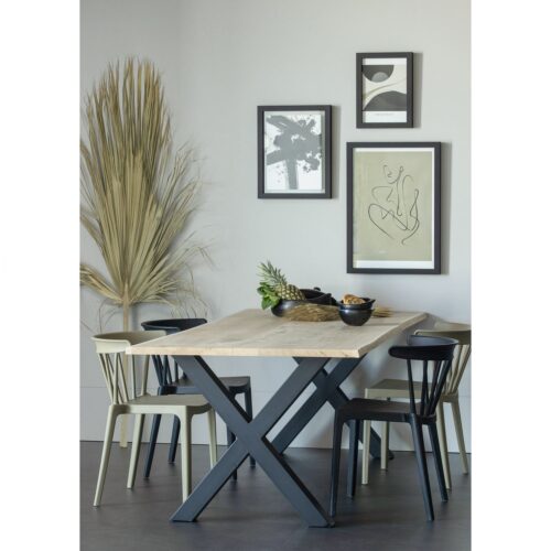 Boomstam Eettafel Tablo Eikenhout, met X-poot - 200cm - Afbeelding 2