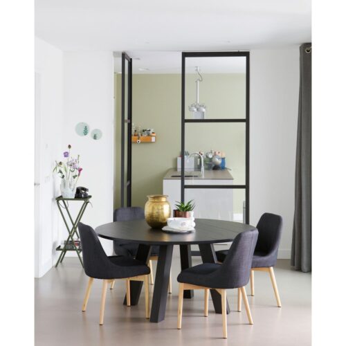 Ronde Eettafel Rhonda Eikenhout 150cm - Zwart - Afbeelding 3
