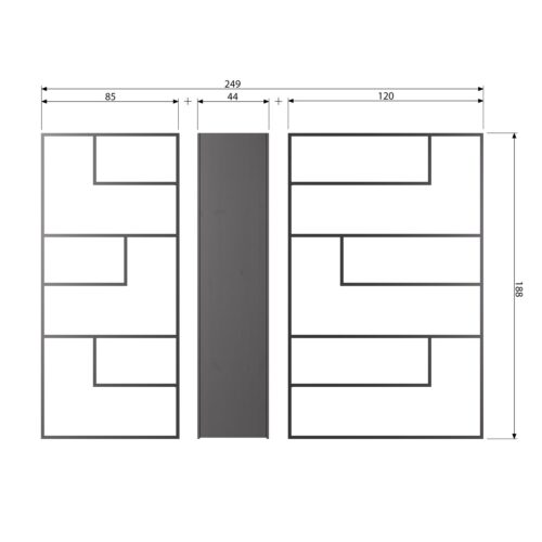 Opbergkast Teun 188 x 44cm, kleur Zwart - Afbeelding 10