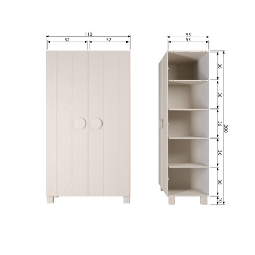 Kledingkast Noah Grenen, 2 deuren, kleur Dust - Afbeelding 10