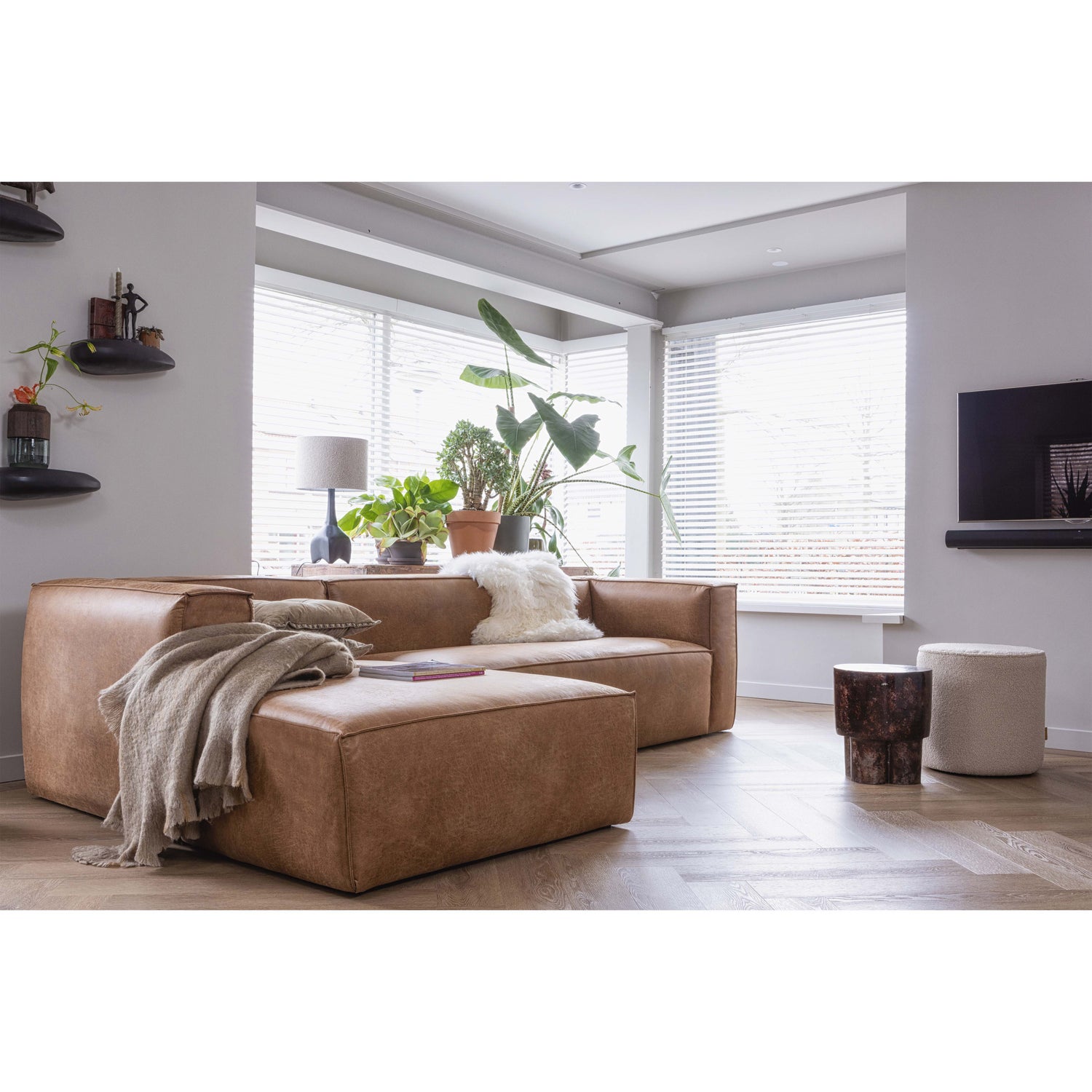 Bean hoekbank rechts cognac - Afbeelding 2