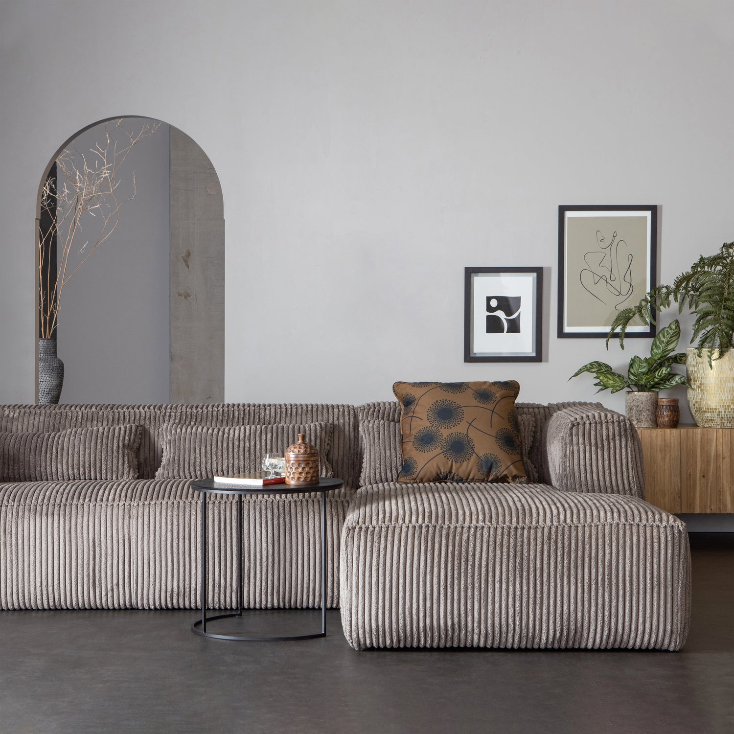 Bean hoekbank rechts grove ribstof terrazzo - Afbeelding 2