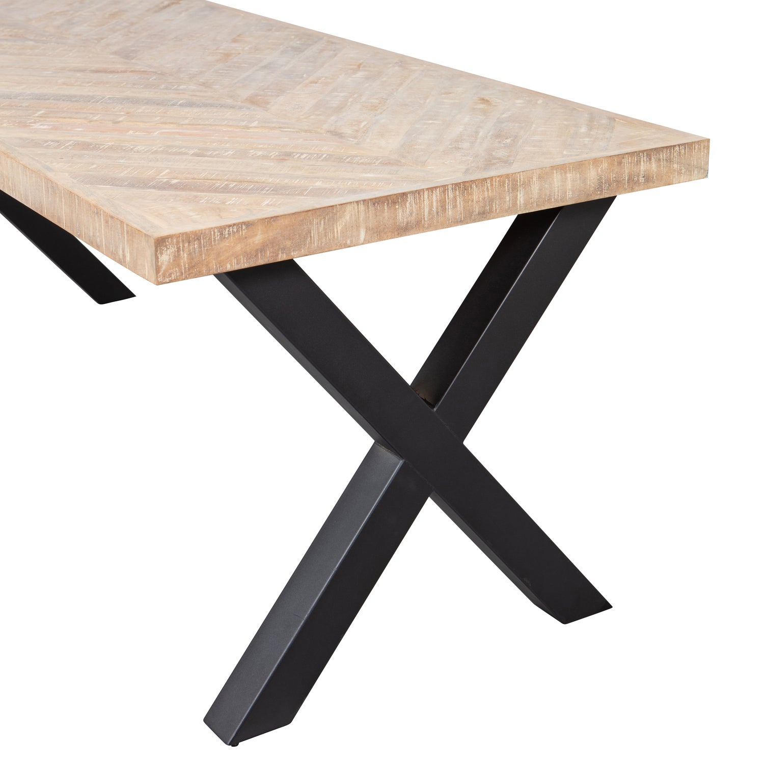 Eettafel Tablo Mangohout Visgraat, met X-poot - 180cm - Afbeelding 4