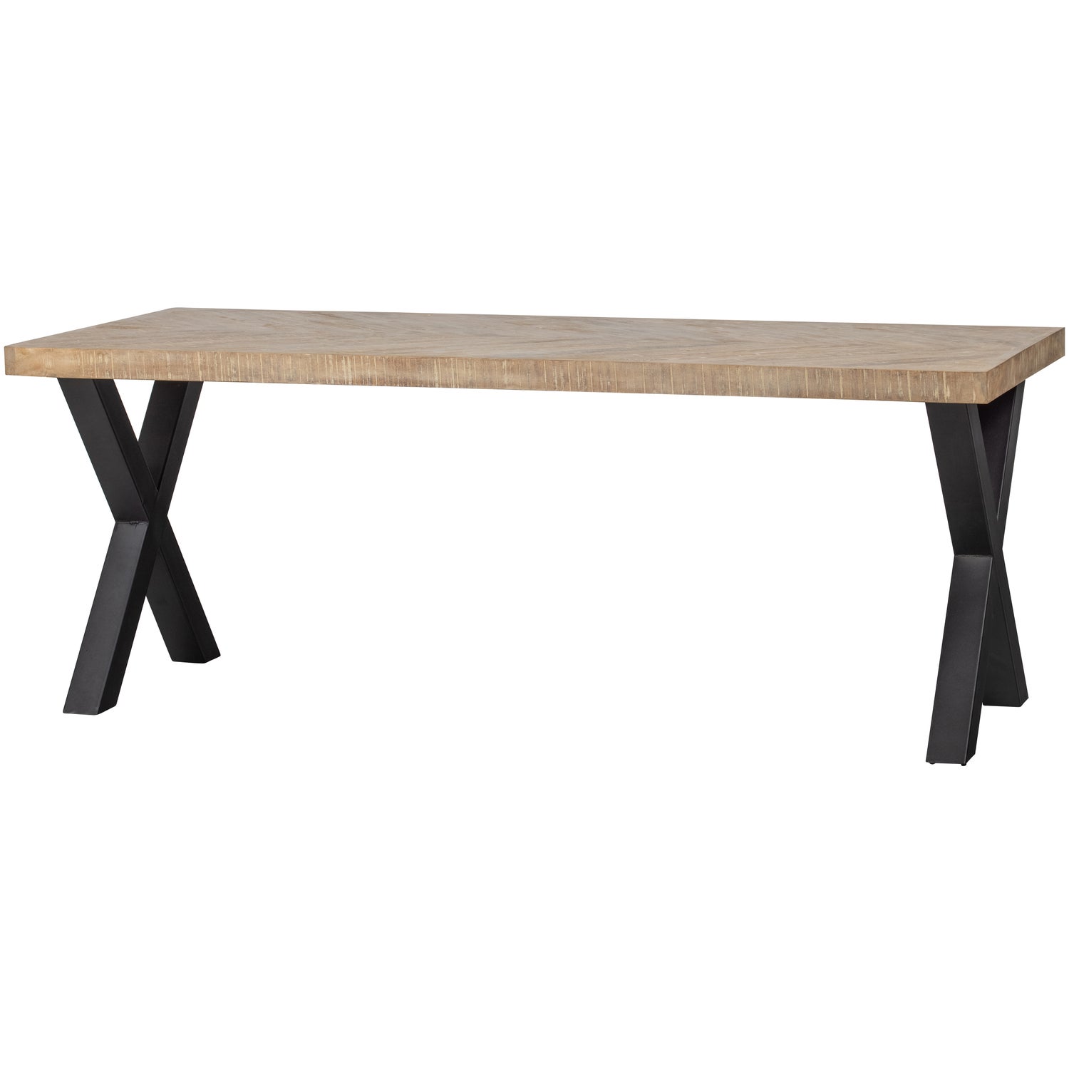 Eettafel Tablo Mangohout Visgraat, met X-poot - 180cm