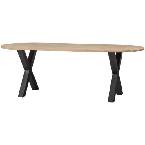 Ovale Eettafel Tablo met X-poot, 220 x 90cm