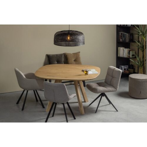 Organische Eettafel Tablo Eikenhout Met 3-stand poot 130 x 130cm - Afbeelding 2