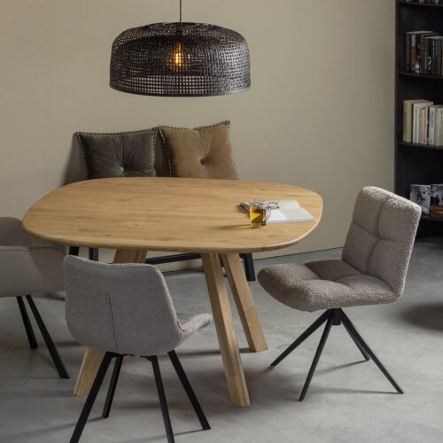 Organische Eettafel Tablo Eikenhout Met 3-stand poot 130 x 130cm - Afbeelding 3