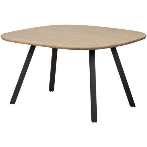 Organische Eettafel Tablo Eikenhout Met 2-stand zwarte poot 130 x 130cm