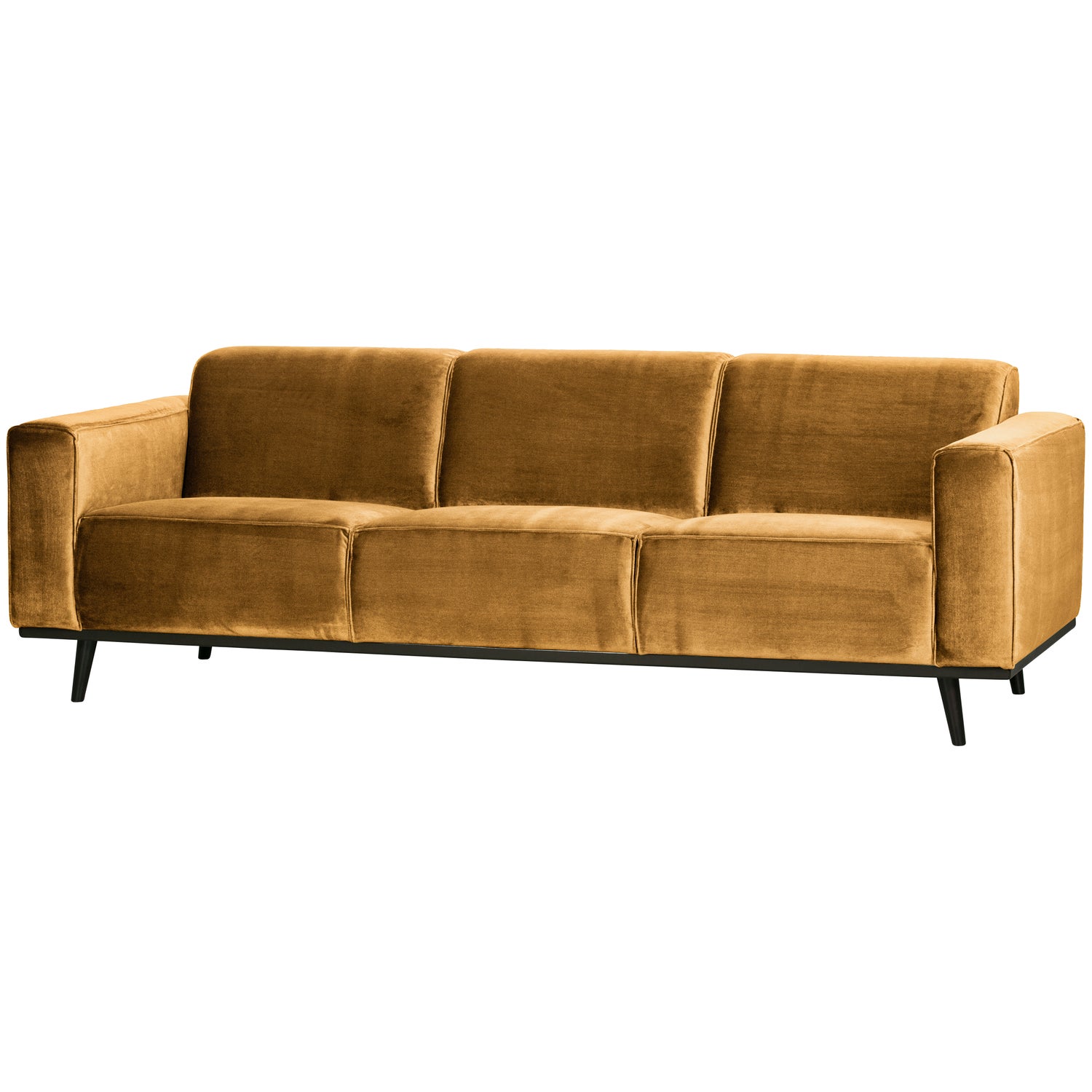 Statement 3-zits bank 230 cm fluweel honinggeel - Afbeelding 2