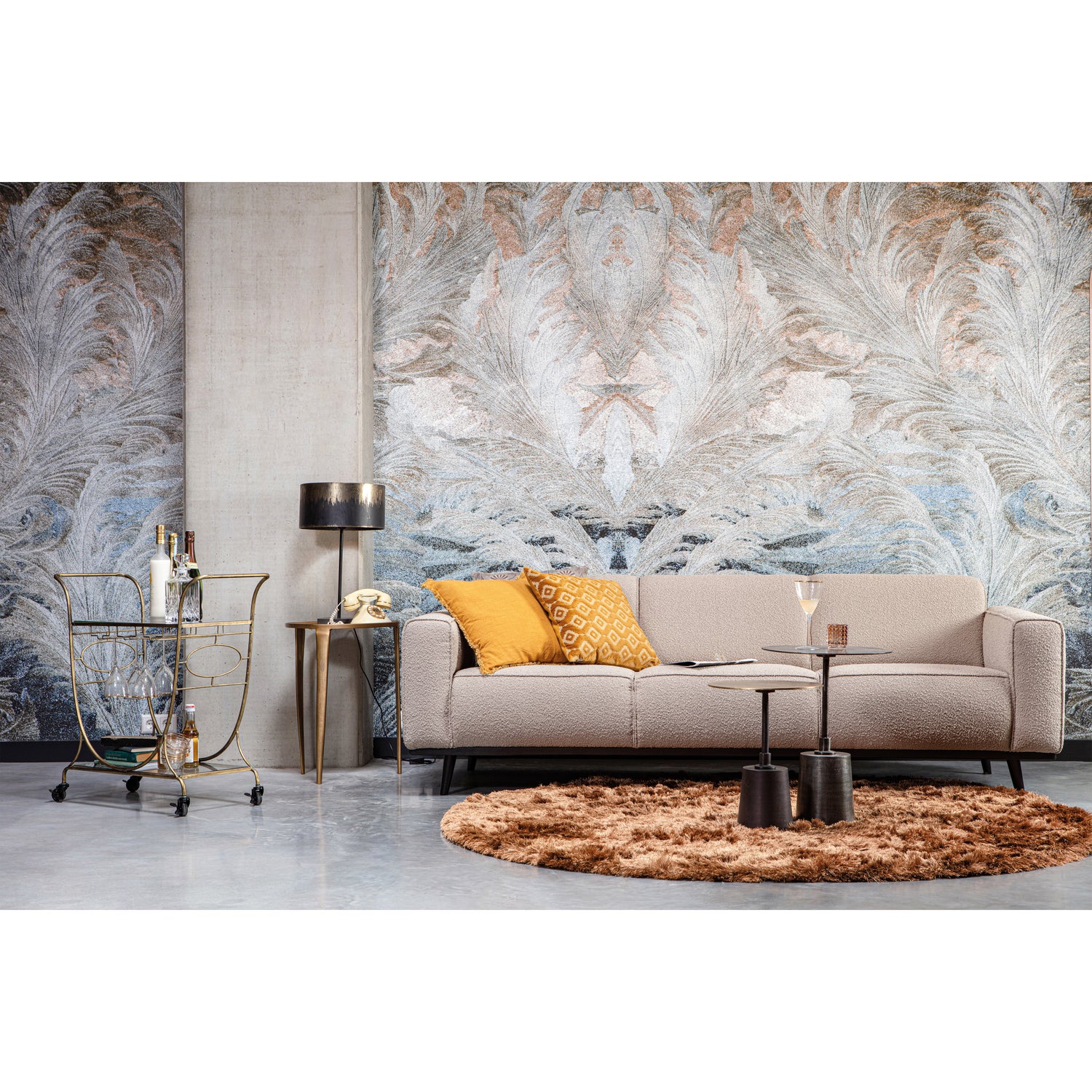 Statement 3-zits bank 230 cm bouclé nougat - Afbeelding 2