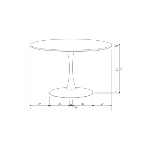 Ronde Eettafel Sammy 120cm, kleur Zwart - Afbeelding 4