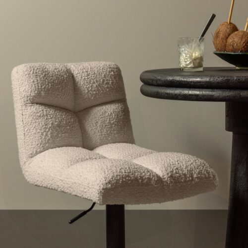Draaibare Barstoel Vinny Bouclé -  Zand (zithoogte 60-80cm) - Afbeelding 3