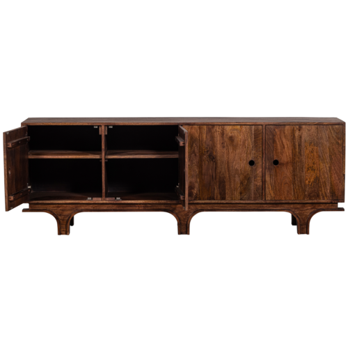 Dressoir Staes Mangohout, 200cm, kleur Walnoot - Afbeelding 5