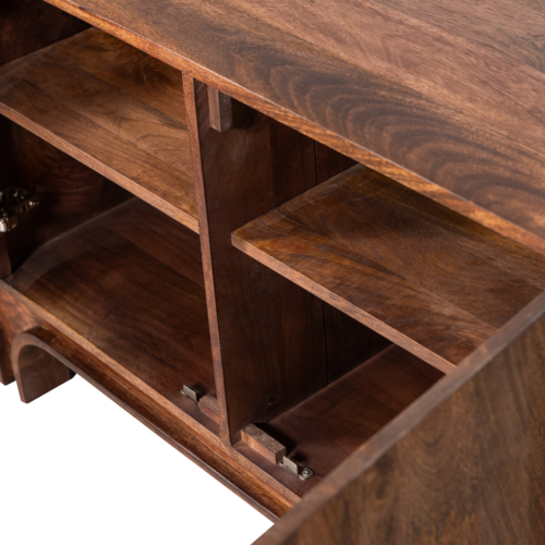 Dressoir Staes Mangohout, 200cm, kleur Walnoot - Afbeelding 8