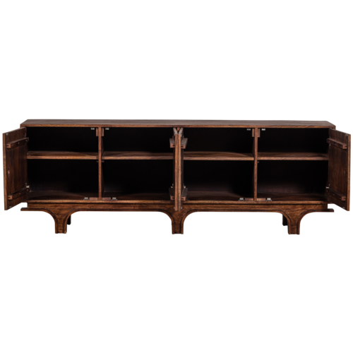 Dressoir Staes Mangohout, 200cm, kleur Walnoot - Afbeelding 6