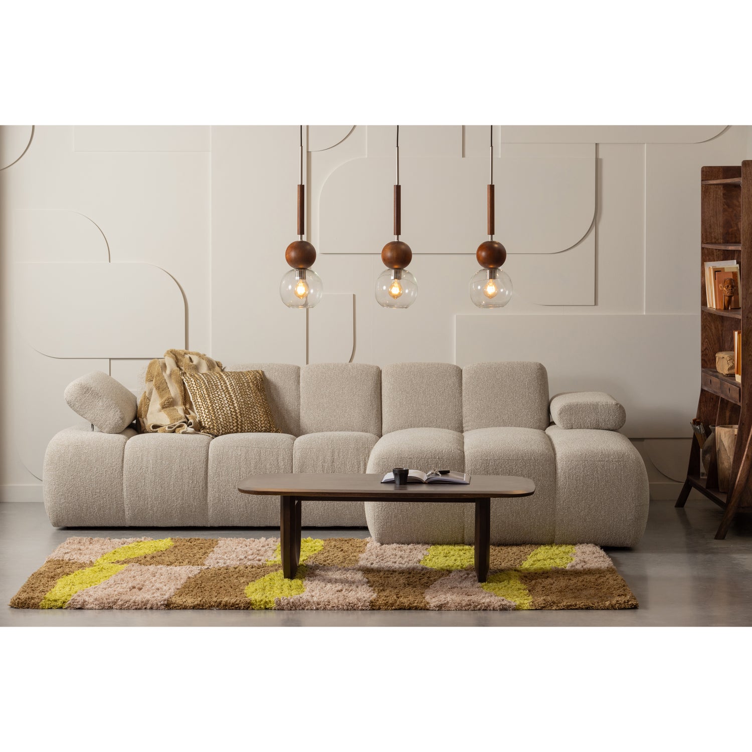 Mojo Loungebank rechts bouclé beige melange - Afbeelding 2