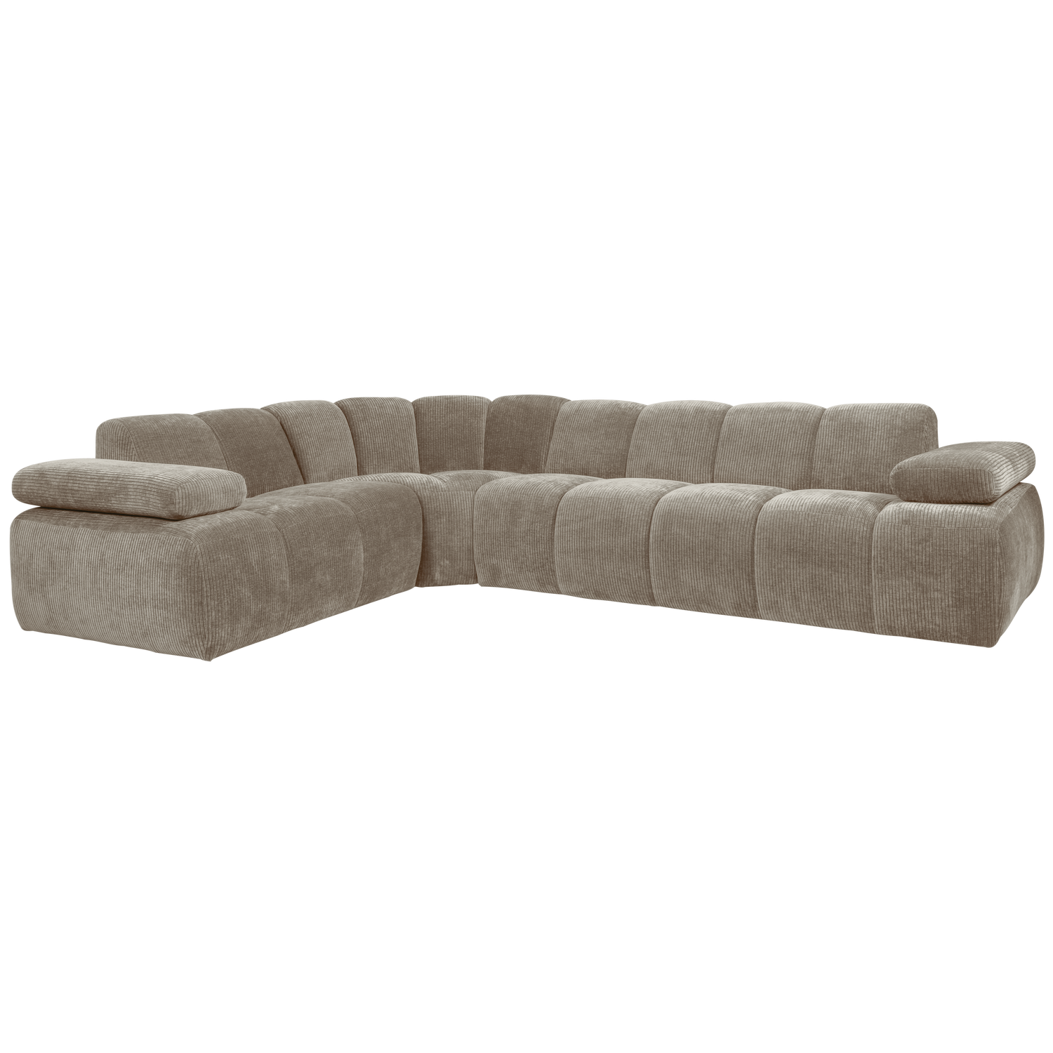 Mojo hoekbank links geweven ribstof donkerzand