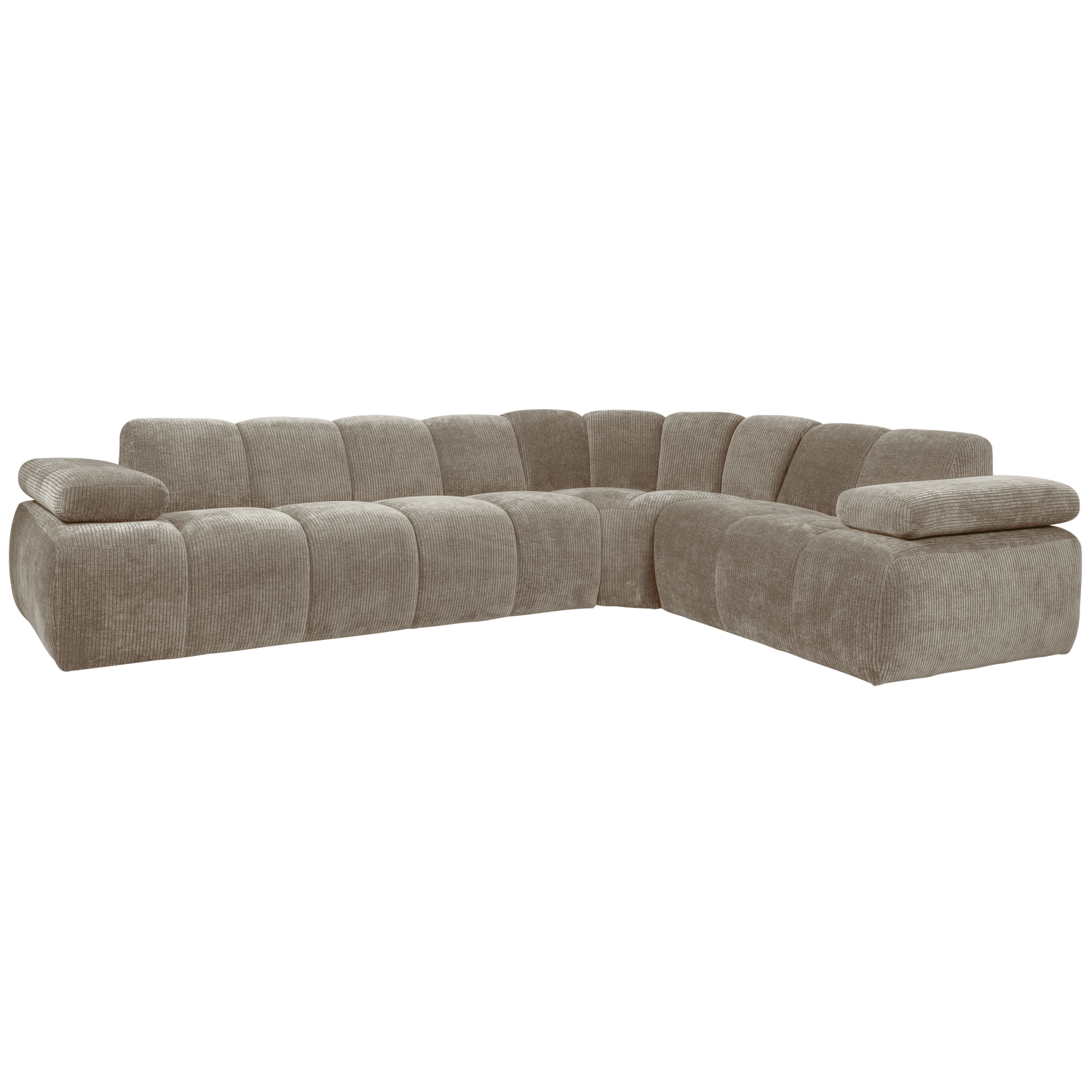 Mojo hoekbank rechts geweven ribstof donkerzand