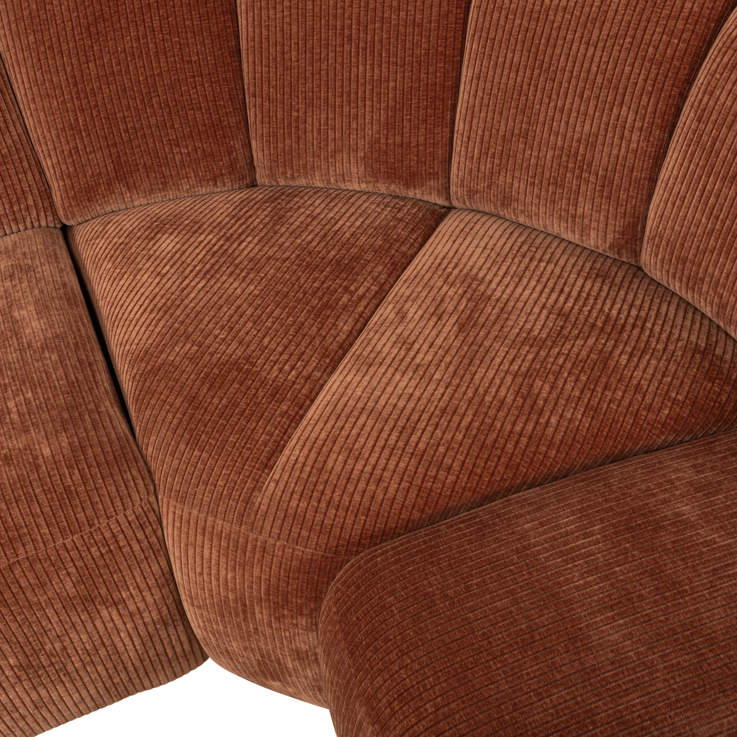 Mojo hoekbank rechts geweven ribstof roestbruin - Afbeelding 10