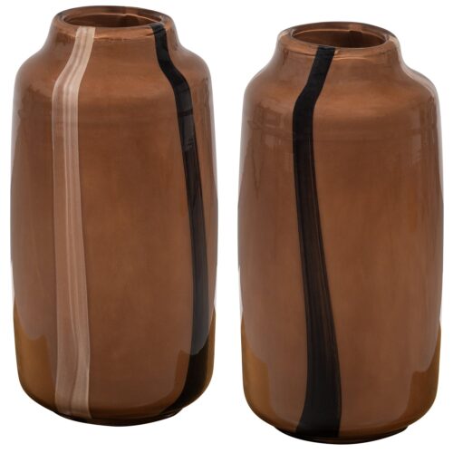 Selena vaas glas met streep bruin - Afbeelding 6