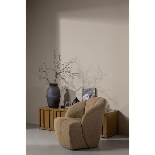 Draaifauteuil Mojo Bouclé - Geel Bruin - Afbeelding 9