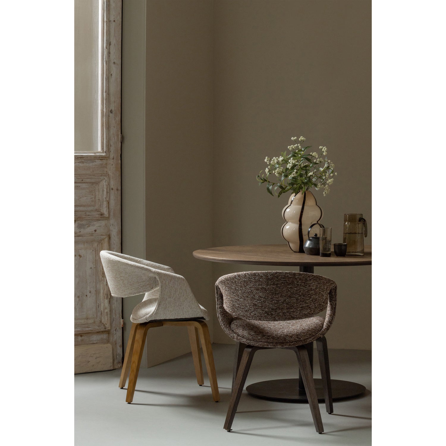 Eetkamerstoel Yossi Bruin houten onderstel- Bruin - Afbeelding 2