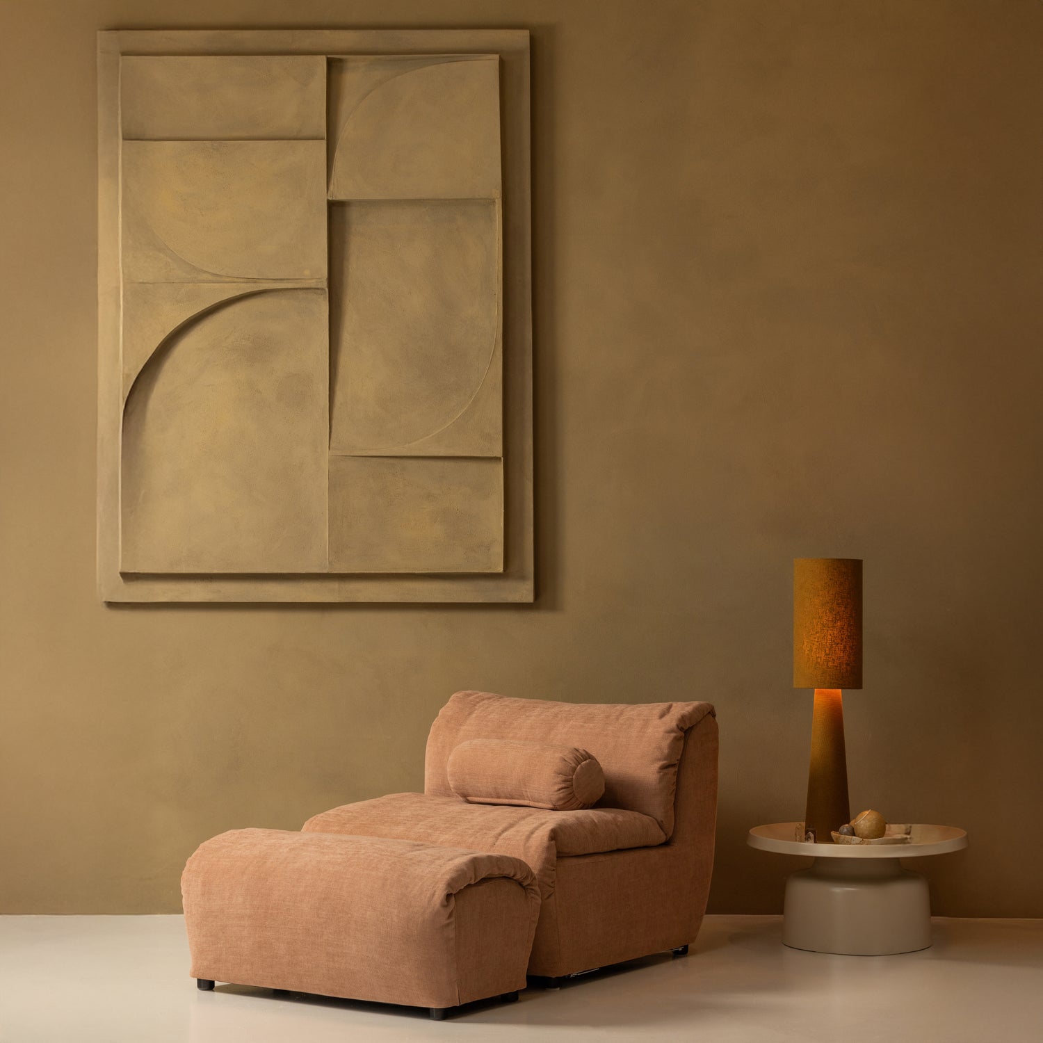 Hocker Baggy Geweven Chenille Oud Roze - Afbeelding 2