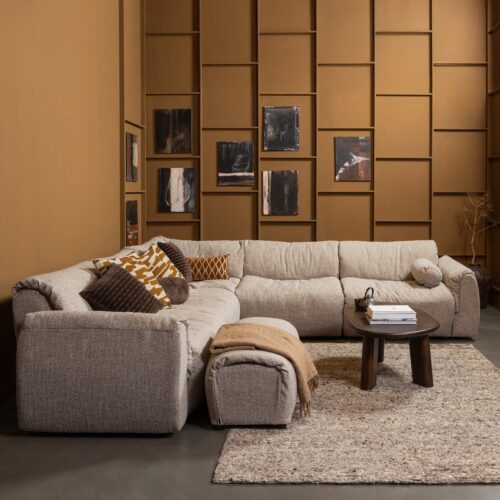 Hocker Baggy Geweven Stof Bruin - Afbeelding 3