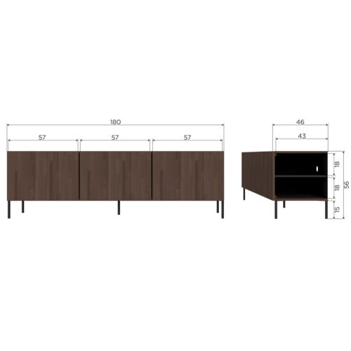 TV-meubel Bono 180cm - Bruin - Afbeelding 10