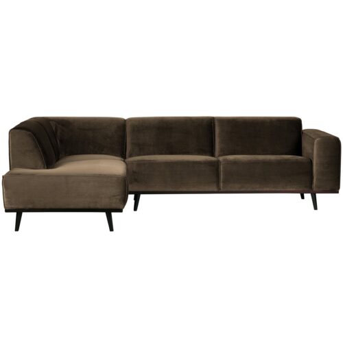 Statement hoekbank links fluweel taupe