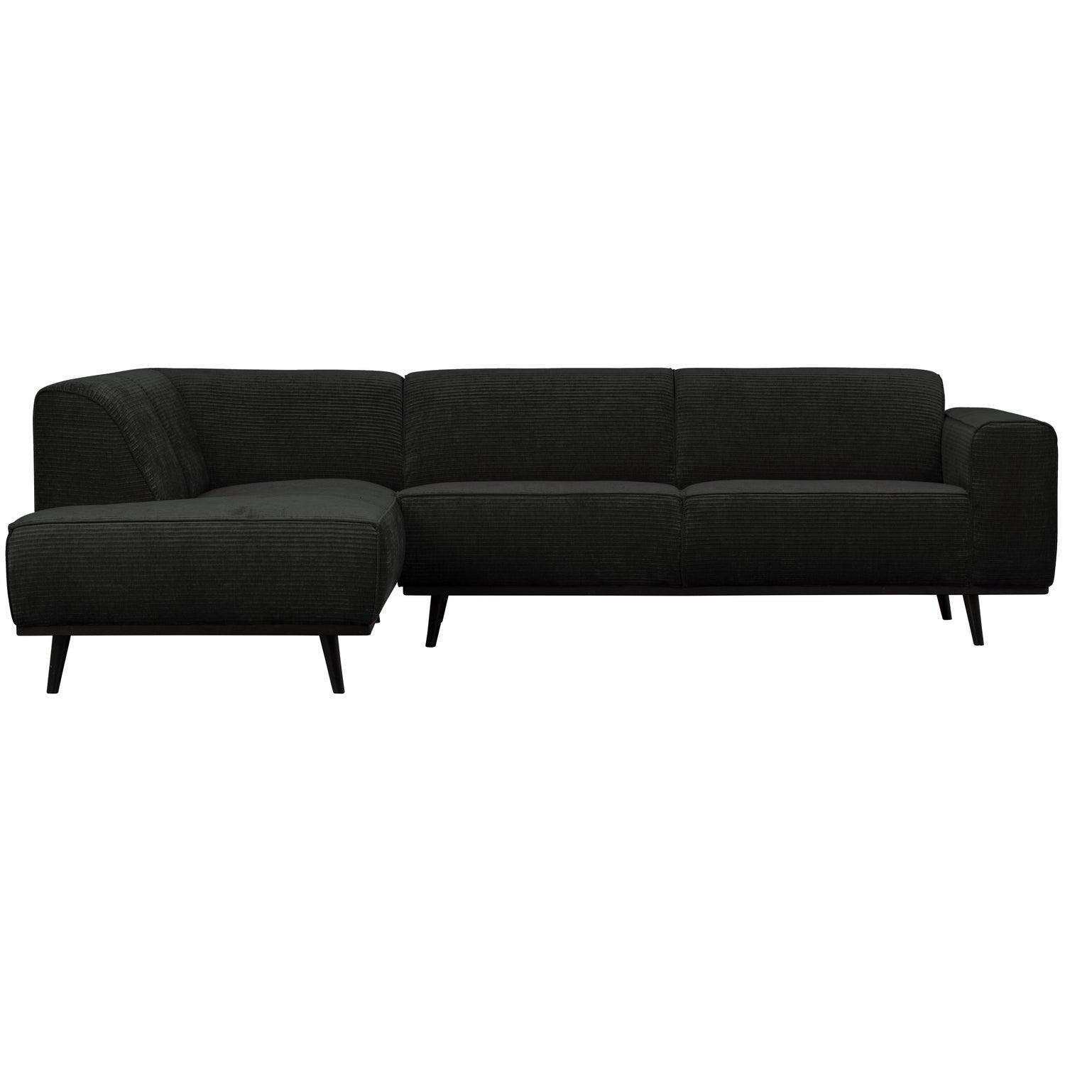 Statement hoekbank links platte brede rib graphite