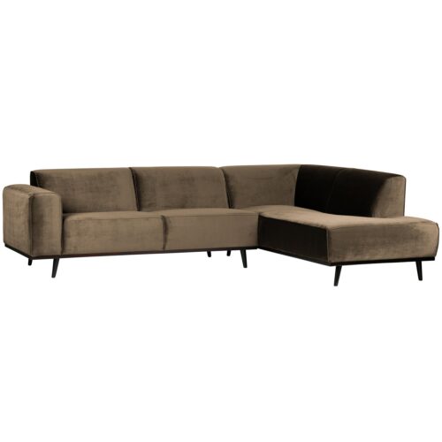 Statement hoekbank rechts fluweel taupe - Afbeelding 2