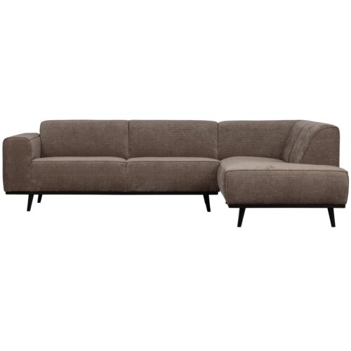 Statement hoekbank rechts platte brede rib taupe
