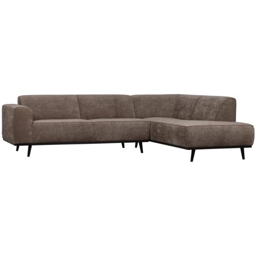 Statement hoekbank rechts platte brede rib taupe - Afbeelding 3