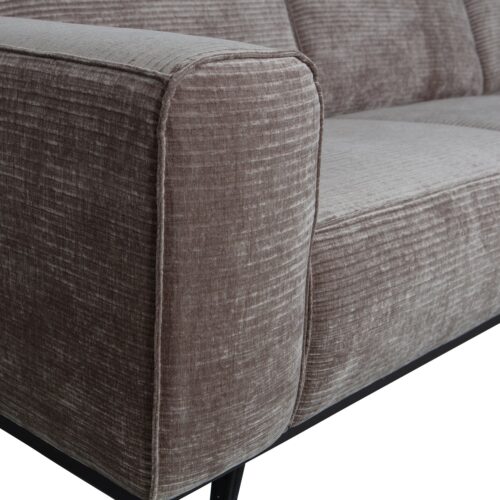 Statement hoekbank rechts platte brede rib taupe - Afbeelding 5