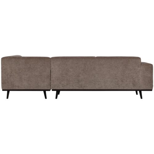 Statement hoekbank rechts platte brede rib taupe - Afbeelding 4