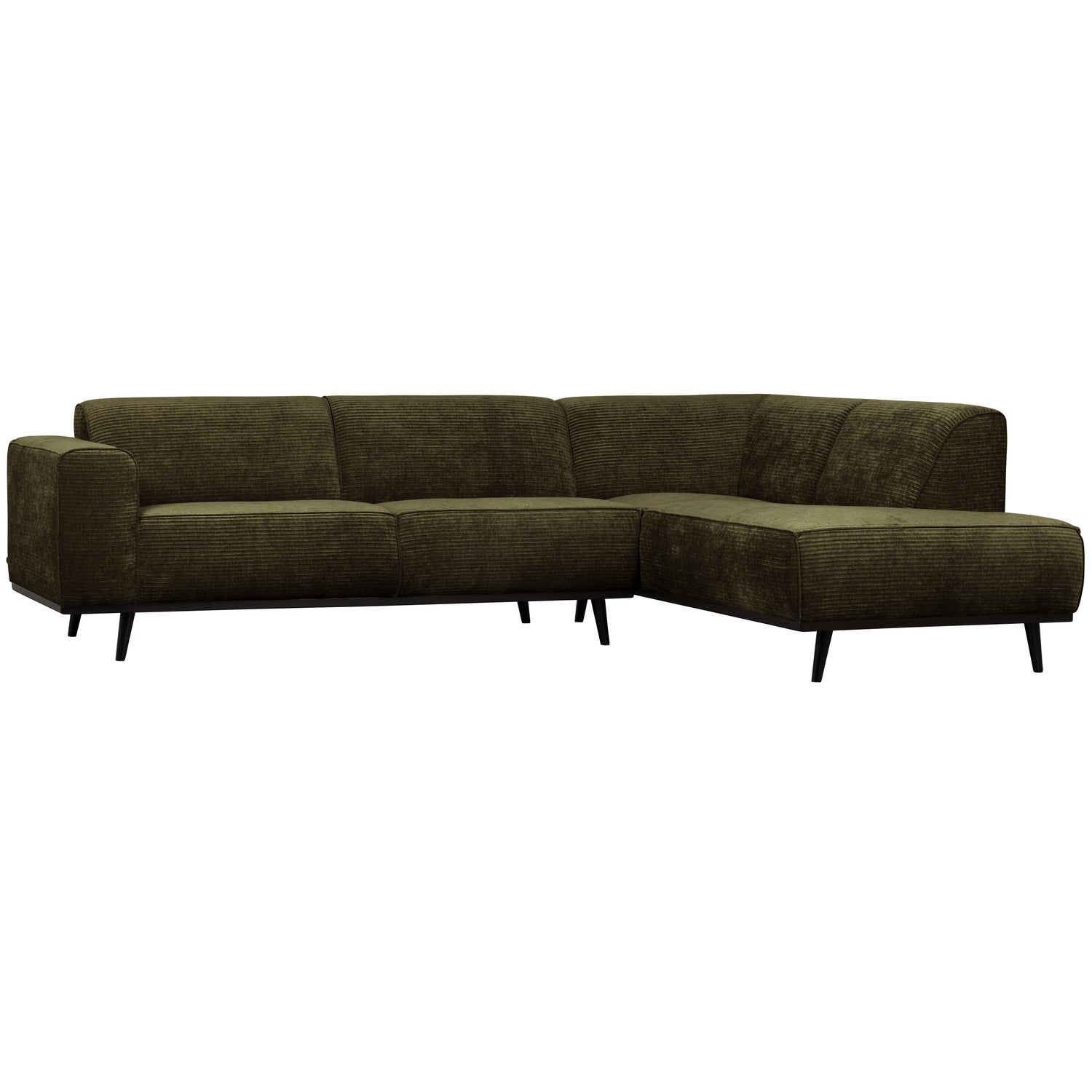 Statement hoekbank rechts platte brede rib warm groen - Afbeelding 2