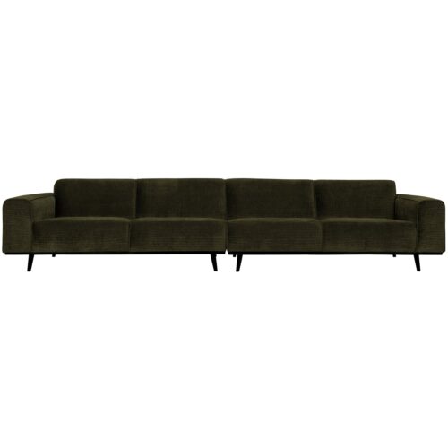 Statement xl 4-zits bank 372 cm platte brede rib warm groen