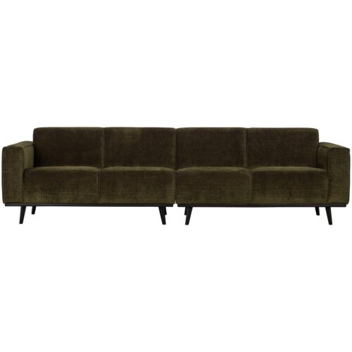 Statement 4-zits bank 280 cm platte brede rib warm groen