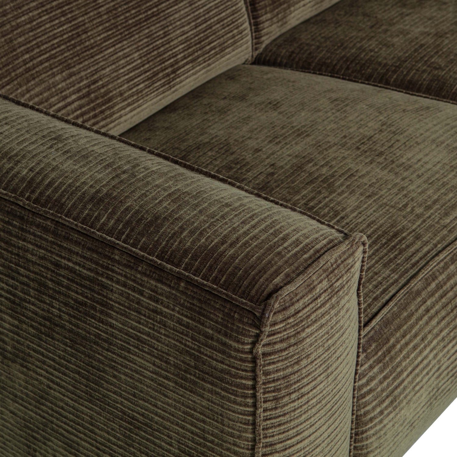 Statement 4-zits bank 280 cm platte brede rib warm groen - Loft24.nl