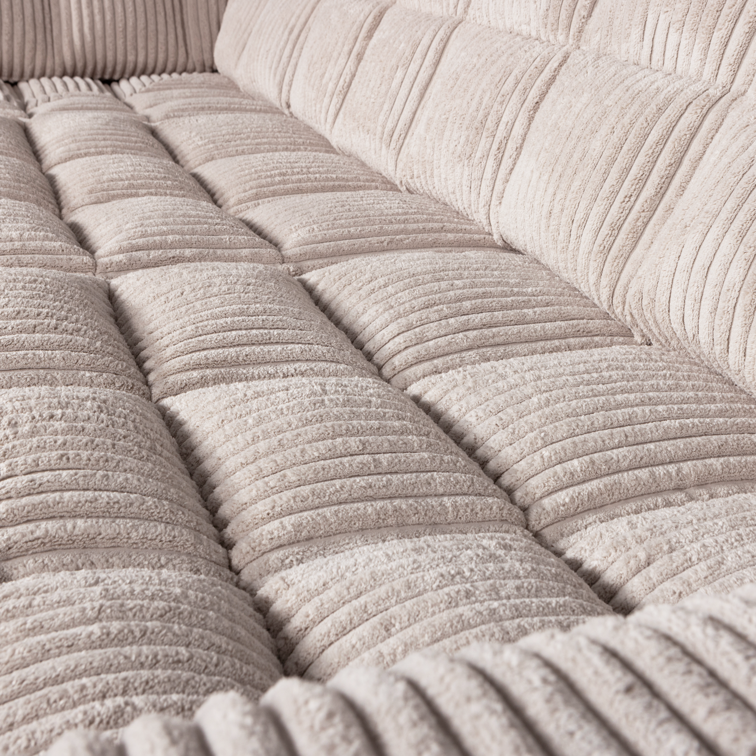 Second date hoekbank links grove ribstof naturel - Afbeelding 4