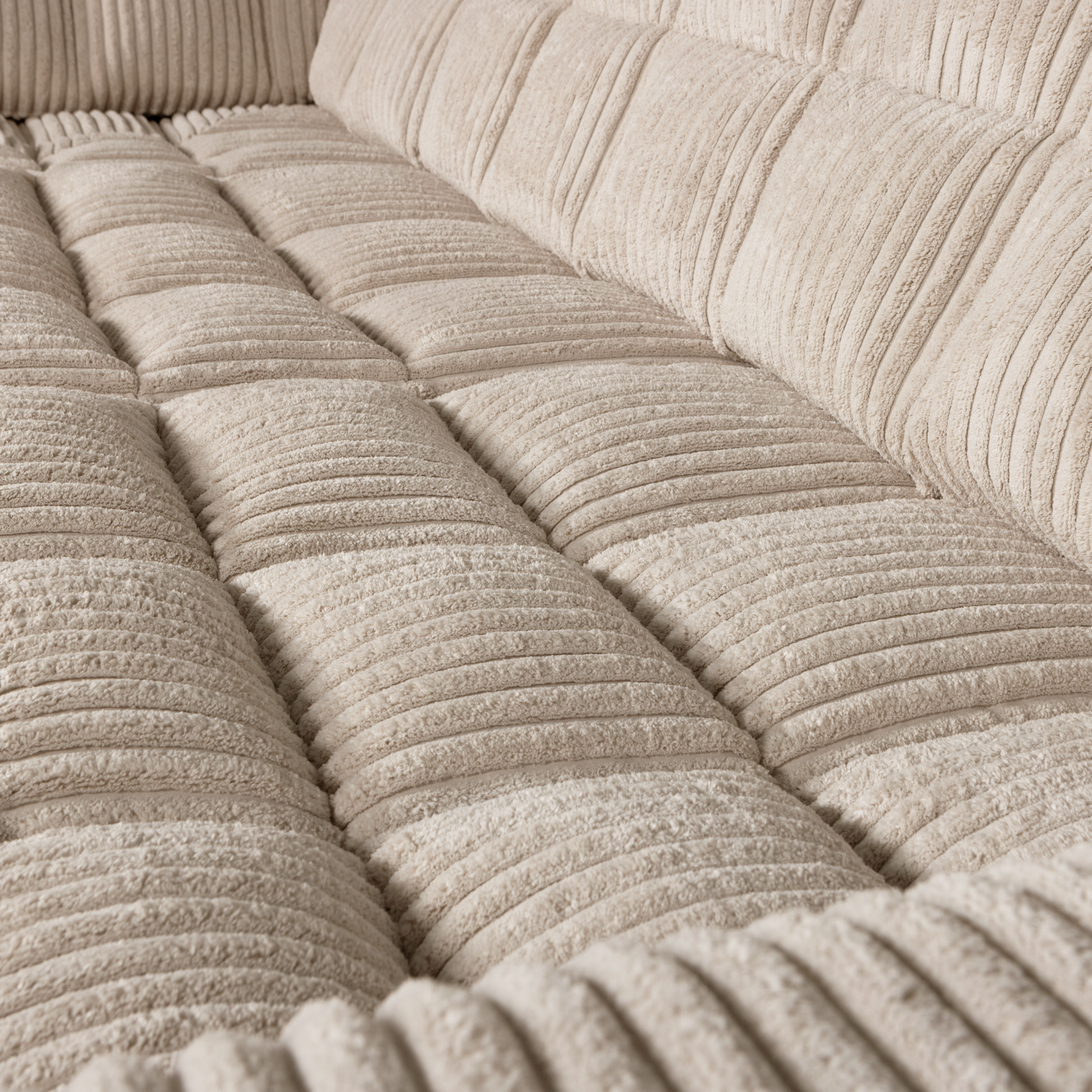 Second date hoekbank links grove ribstof travertin - Afbeelding 4