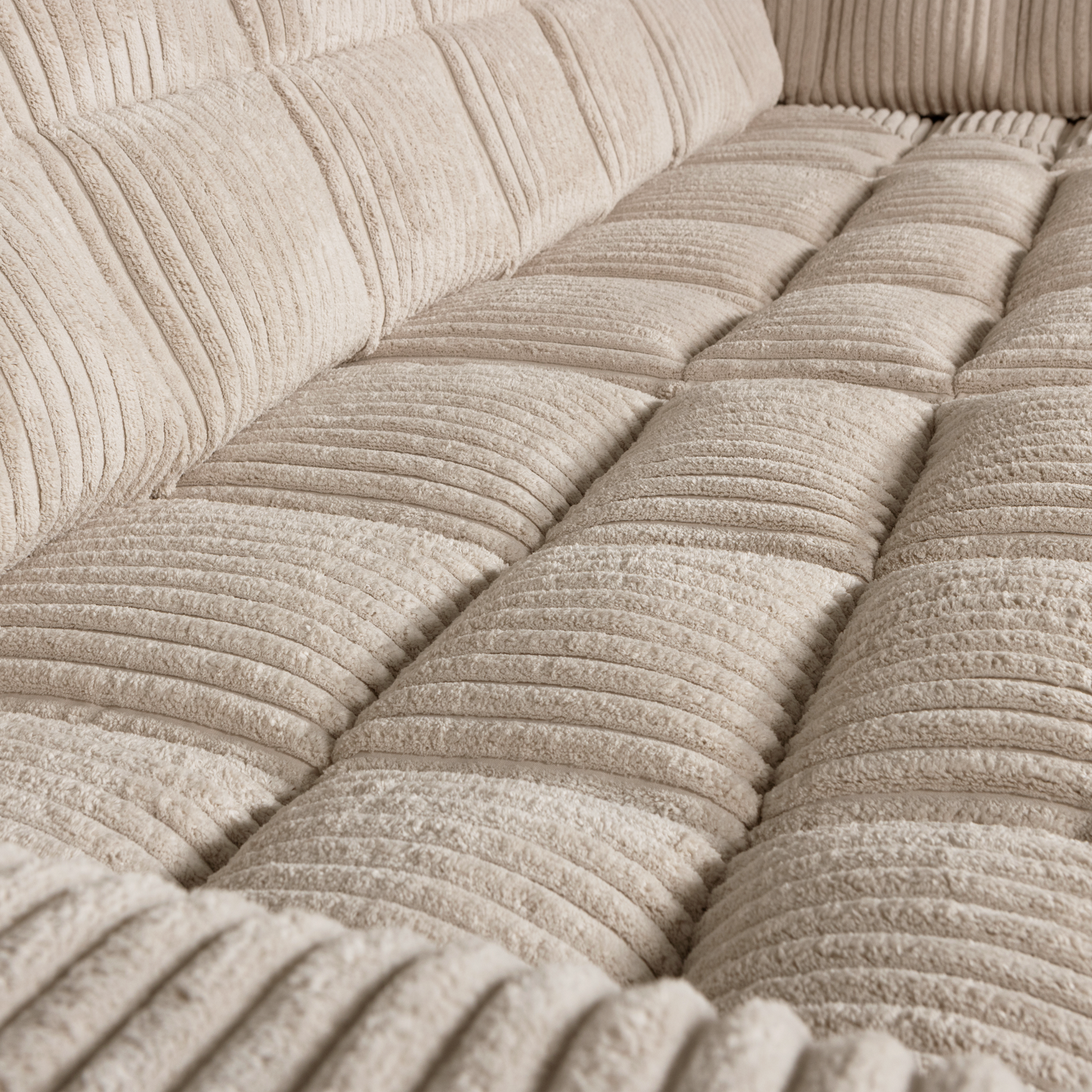 Second date hoekbank rechts grove ribstof travertin - Afbeelding 4