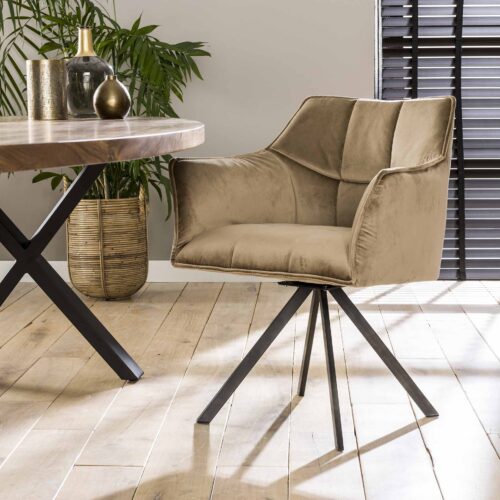 Draaibare eetkamerstoel Raster Velvet - Champagne - Afbeelding 4
