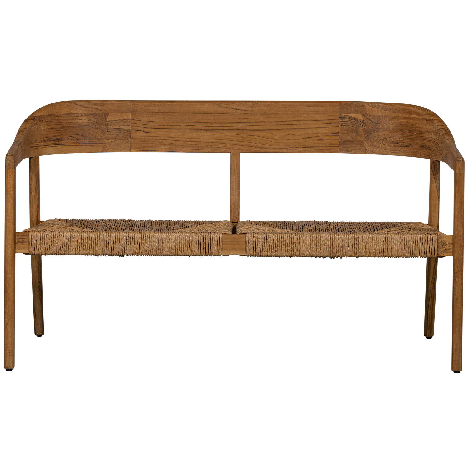 Chena tuinbankje met ronde rug wicker/teak naturel - Afbeelding 4